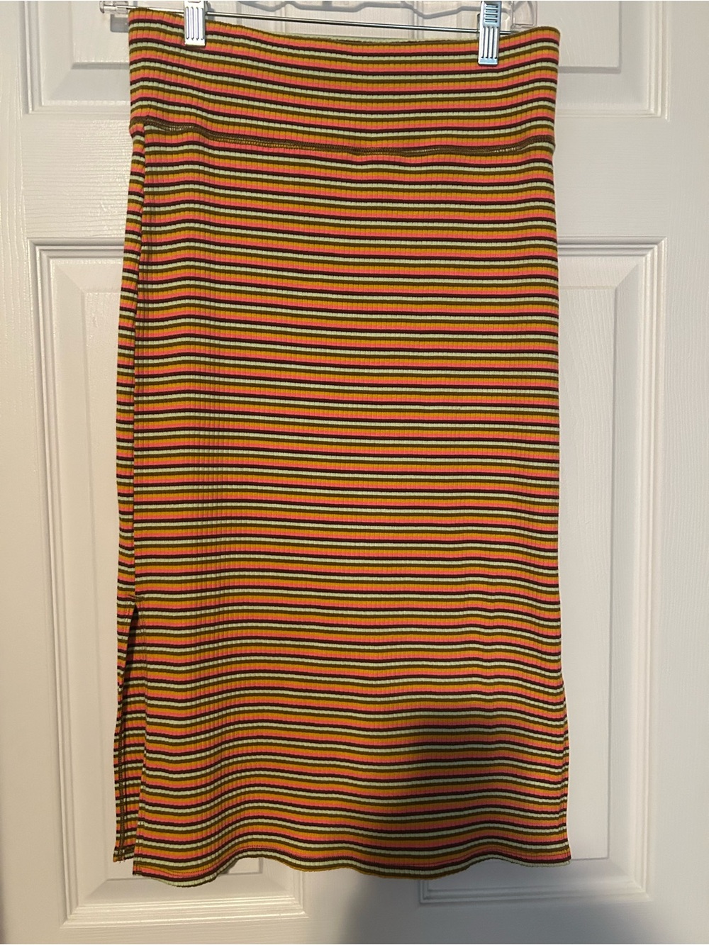 Striped Midi Skirt in Orange, Yellow & Black